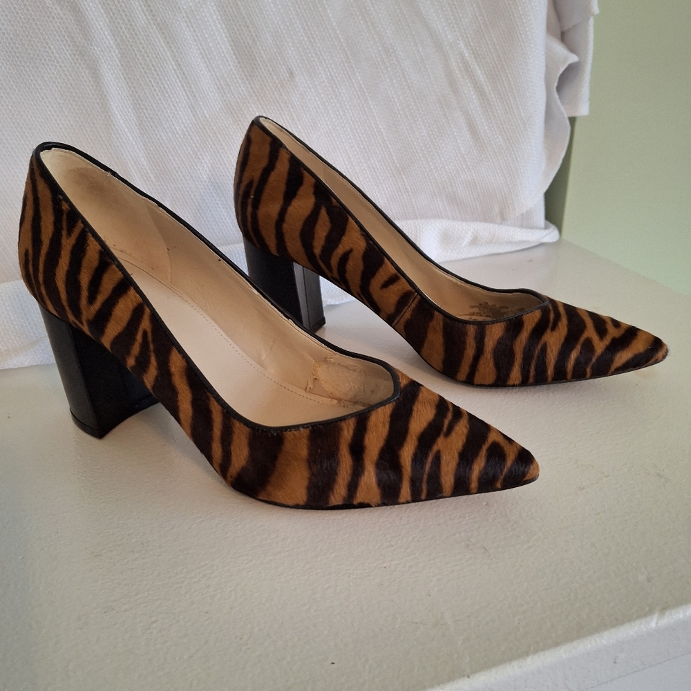 Stylish Tiger Print "Fur" Women's Chunky Heels Size 7